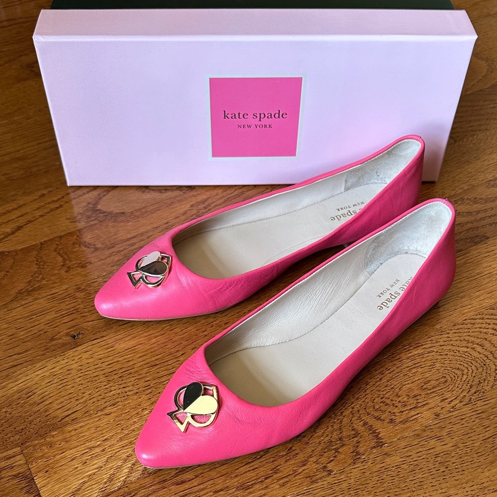 Kate Spade Pink Flats with Gold Accents. LIKE NEW